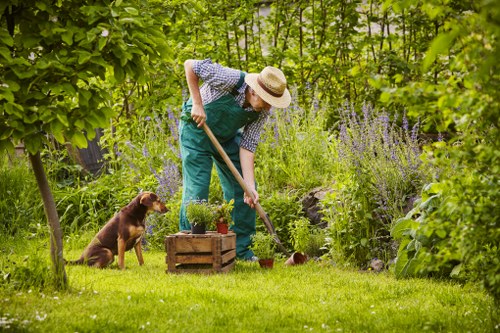 Supervisor reviewing safety checklist with gardening crew